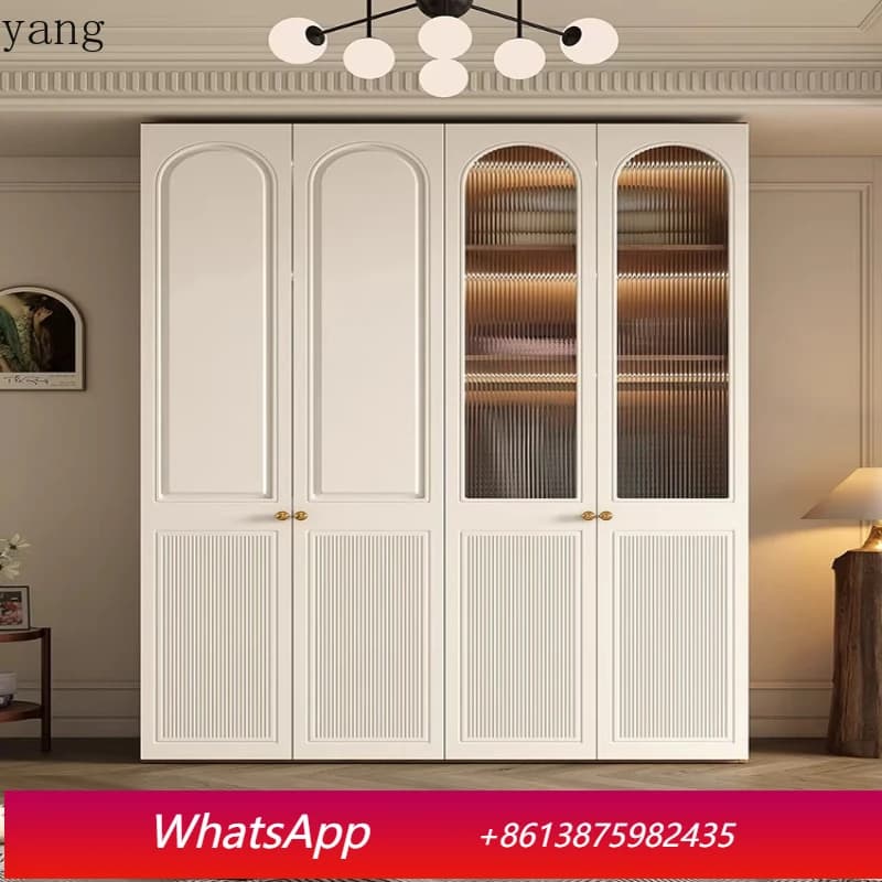 LH retro wardrobe swing door bedroom home antique glass wardrobe combination