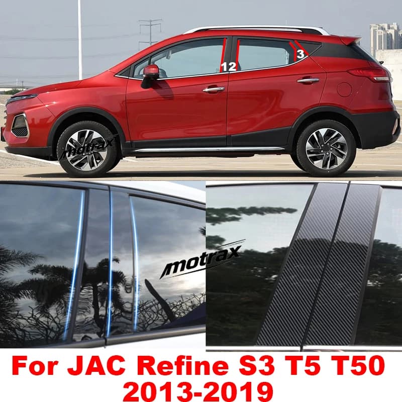 For JAC Refine S3 T5 T50 2013-2019 Car B C Pillar Stickers PC Window Trim Cover Middle Pillar Exterior Sticker Accessories