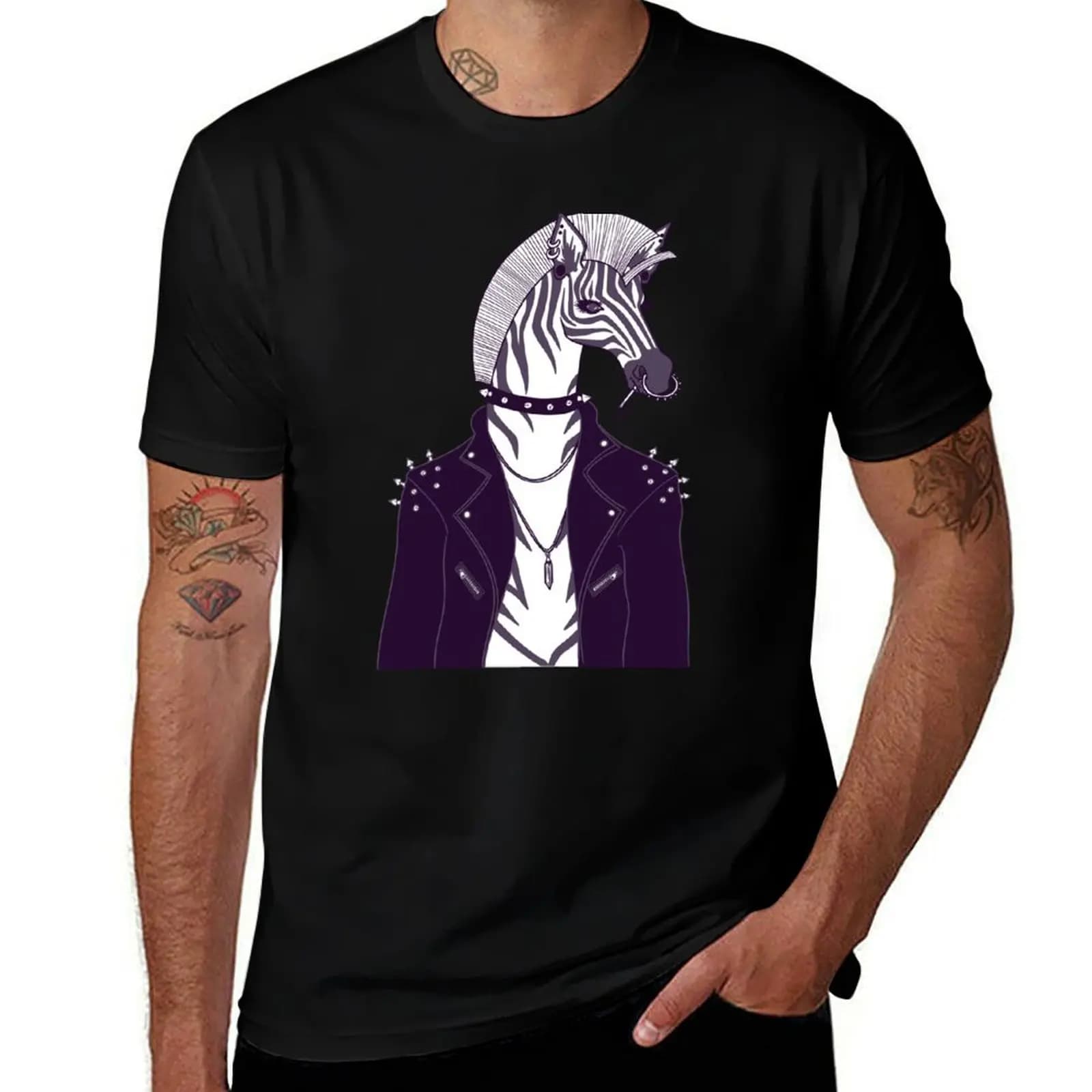 Punk Zebra T-Shirt Street Art Print Tee Shirt T-Shirt