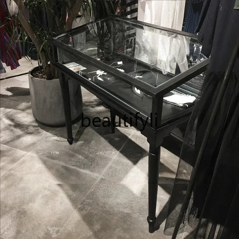 LXSolid wood fashion jewelry counter jewelry store retro display case display case Nakajima cabinetSSS