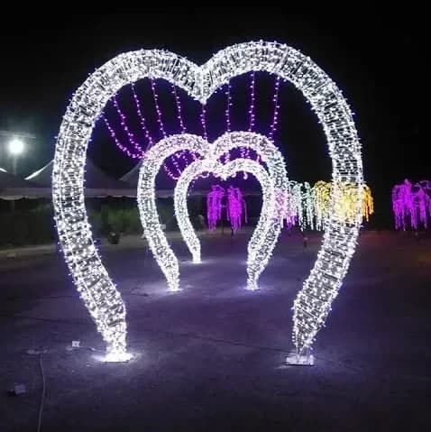 Outdoor Street Display Lighted Up Large Arch Holiday lighting Christmas Decor