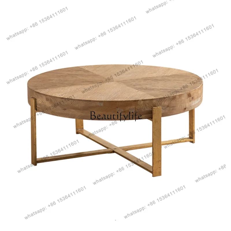 12Wabi silent wind retro old square coffee table small apartment living room balcony log small tea table