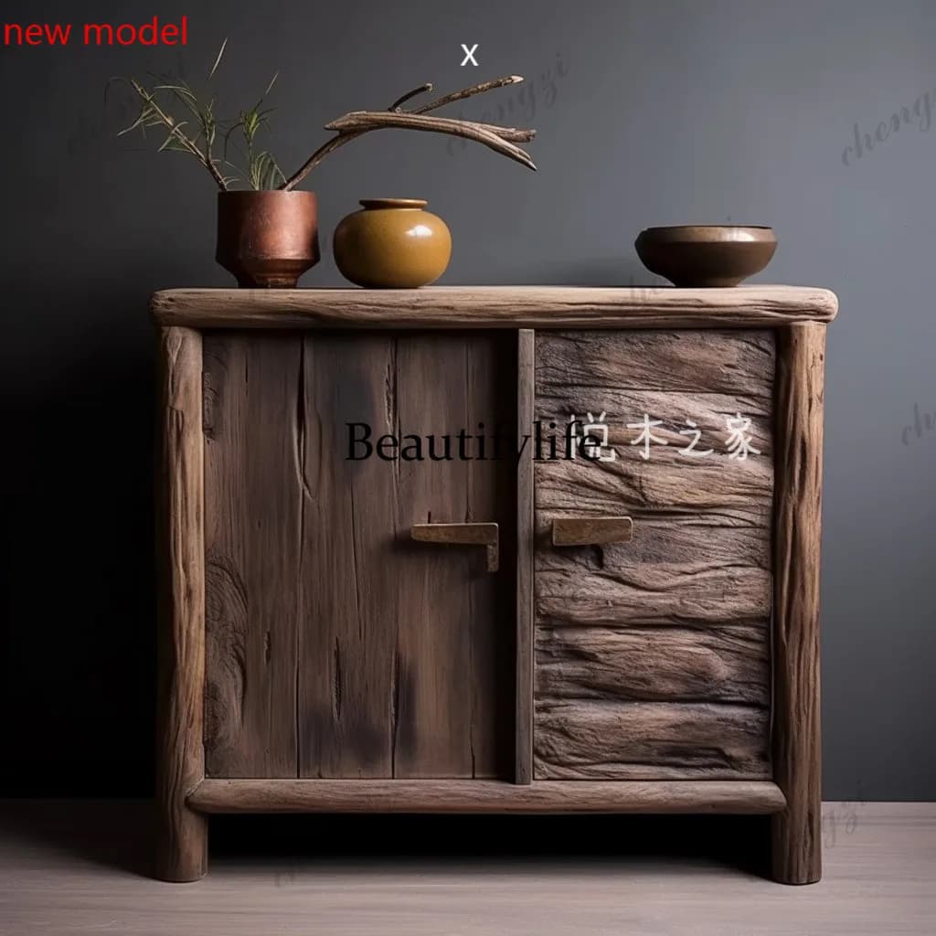 DD182Retro, entrance, solid wood tea cabinet, solid wood display, homestay storage locker