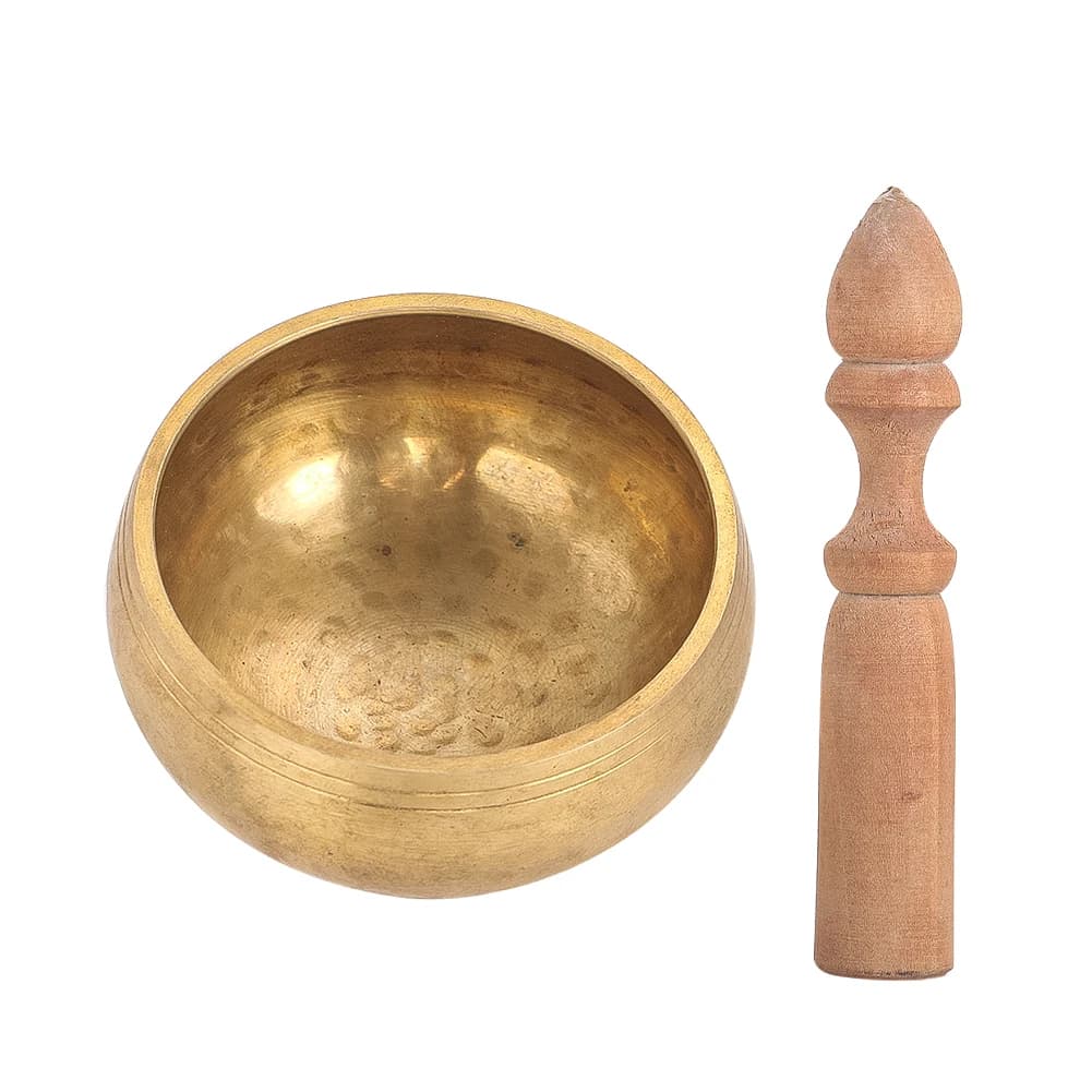 2pcs Copper Bowl with Hammer Wooden Striker Handmade Tibet Golden Buddhist Supplies Struck Ritual Practice Buddha Sound