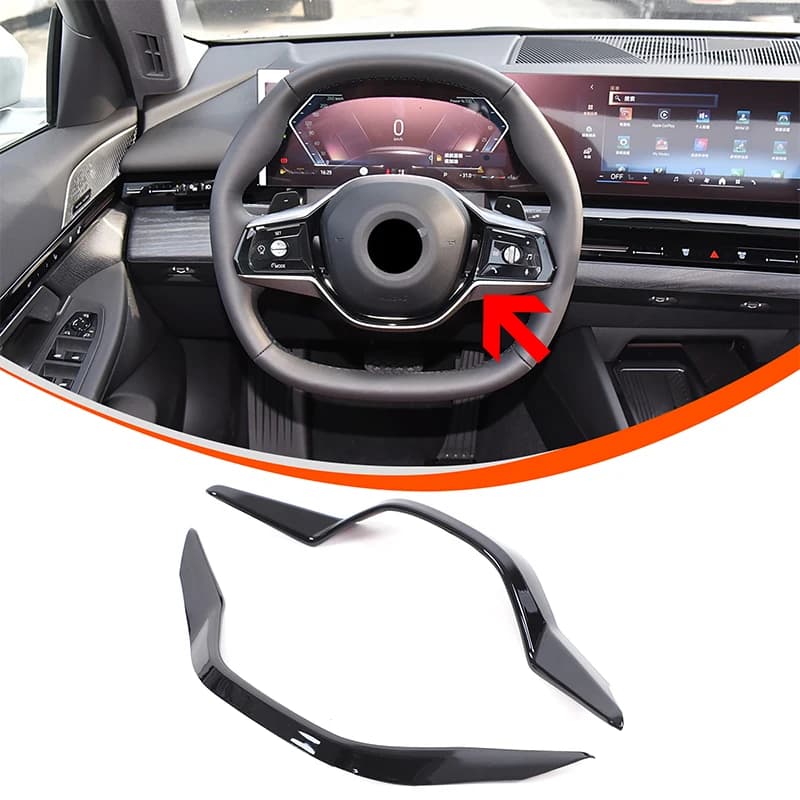 Steering Wheel Decorative Frame Steering Wheel Cover Trim Sticker Car Accessories For BMW 5 Series G60 Luxury Line 2024-2026