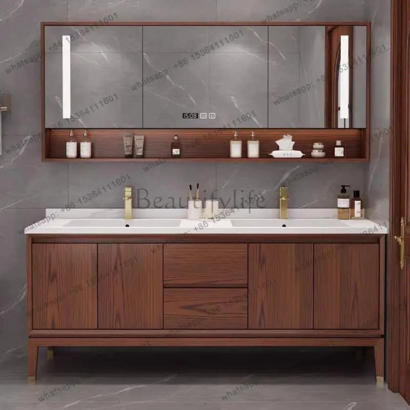 Chinese Partitions Bathroom Cabinet Solid Wood Space Saver Sink Living Room Cupboard