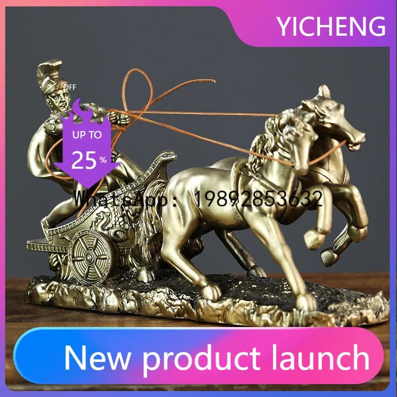 Resin equestrian figurine - premium decorative craft for home, restaurant, study, and desktop - vintage style ornament