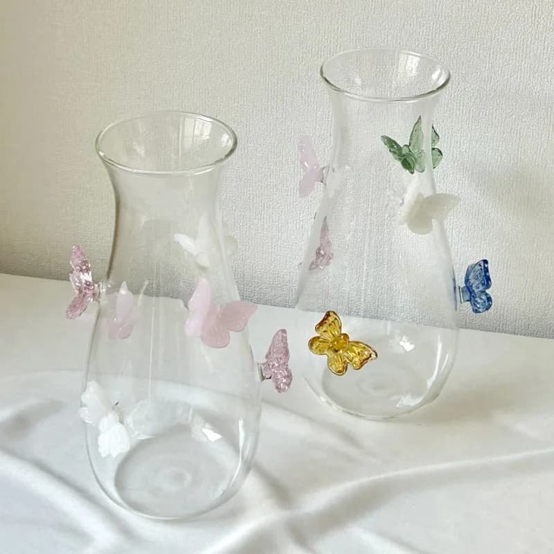 1Pcs Butterfly Vase Handmade Home Decoration Bottle, Butterfly Vase Glass Gift, Party Living Room Tabletop