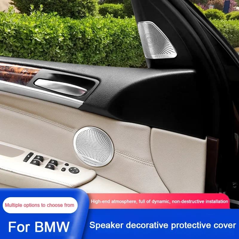 For BMW 5GT X3 X4 X5 X6 E70 E71 F07 F25 F26 Stainless Steel Car Door Speakers Stereo Decorate Cover Speaker Trim Horn Frame