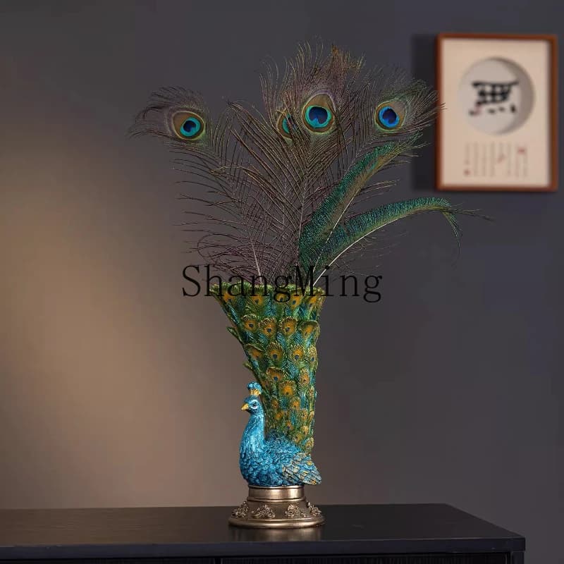 FG Creative Peacock Vase Ornament Flower Arrangement Entrance Modern Home Desktop Premium Living Room Housewarming Gift