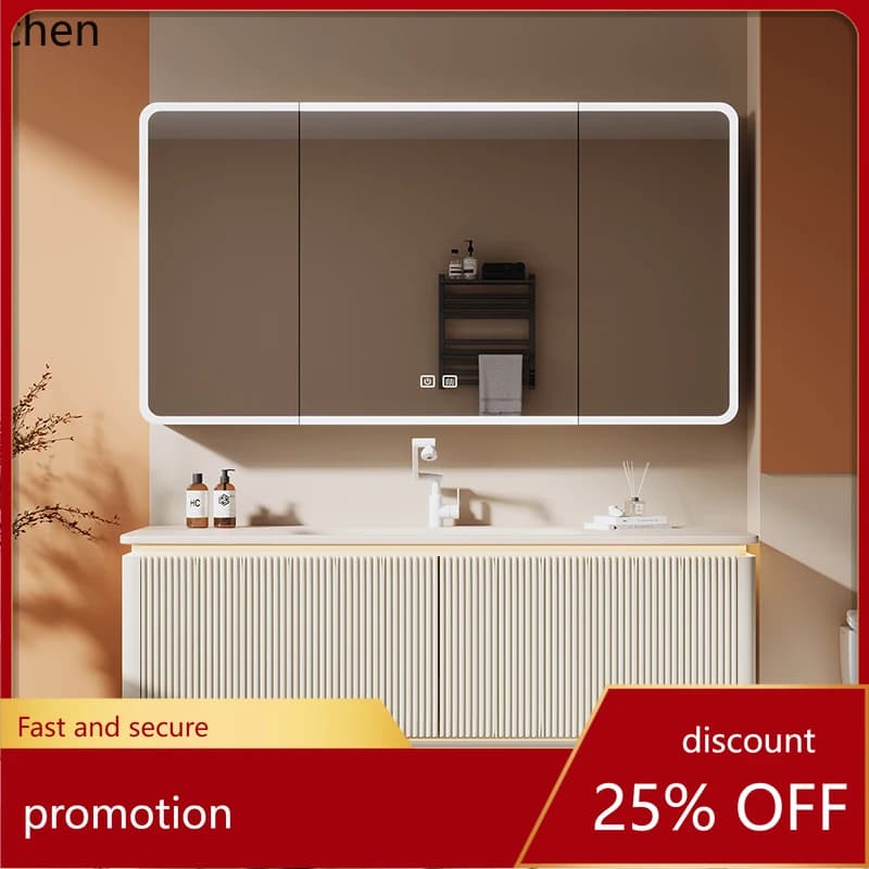 HT Bathroom Cabinet Combination Rock Plate Hot Bending Integrated Basin Washstand Hand Washing Face Washing Basin