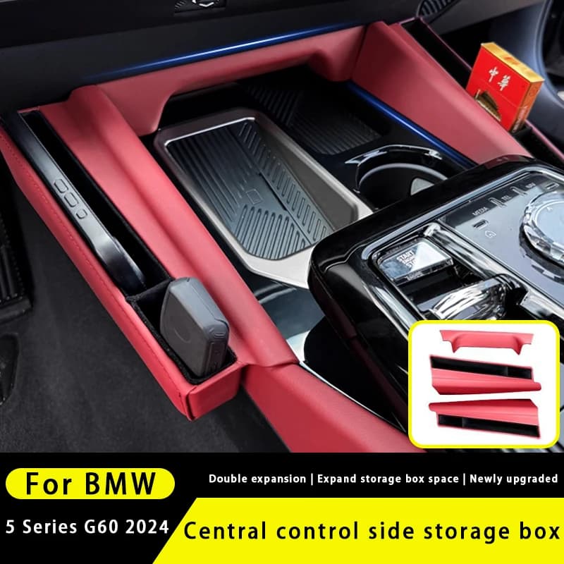 For BMW 5 Series G60 2024 Center Console Storage Side Storage Box PU Leather Car Central Control Storage Hanging Box Organizer