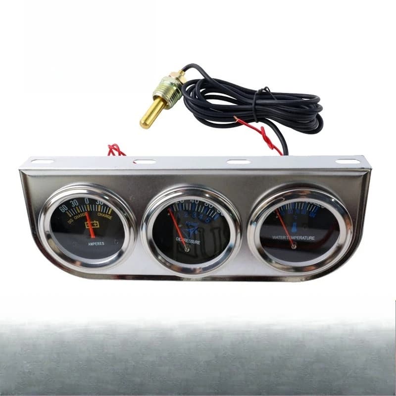 Automobile modification instrument triple meter 52mm water oil pressure three-in-one combination instrument 12V mechanical