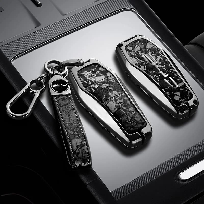 Zinc Alloy Key Cover Case for BYD Han/Dolphin/Qin/Song Plus DMI/Yuan Pro/Tang DMI EV/Destroyer 05 - Key Fob Shell Key Bag Chain