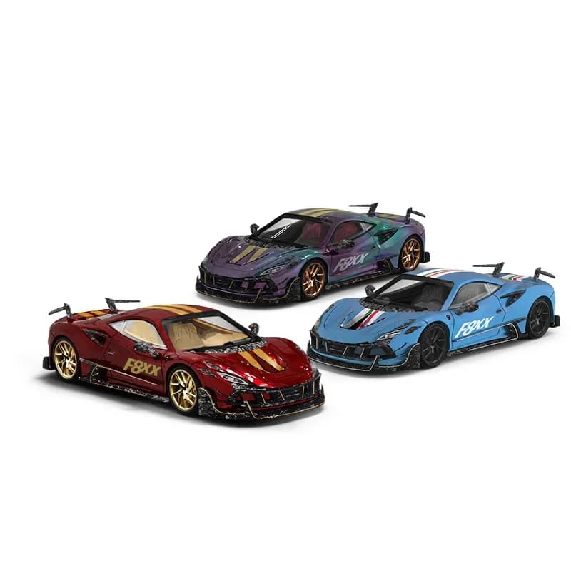 AM Ferrari Mesa Rui F8XX Metal Transparent Red & Babyblue & Metal Chameleon Alloy Model
