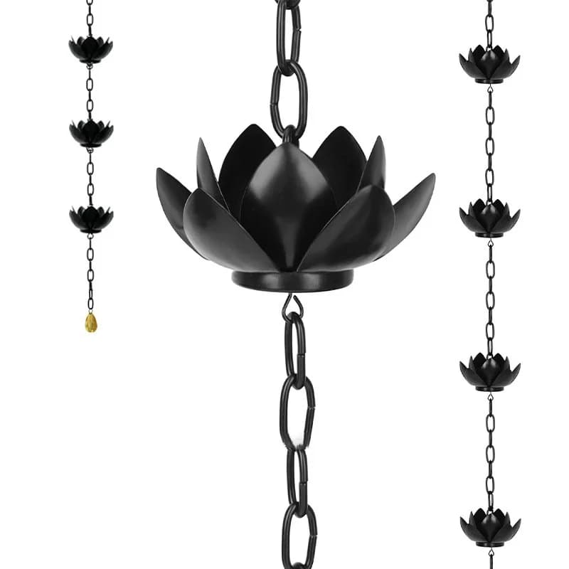 Lotus Flower Rain Chain Gutters Vintage Decor Functional Decorative Gutter Downspouts Rain Catcher Chain Eaves Drainage