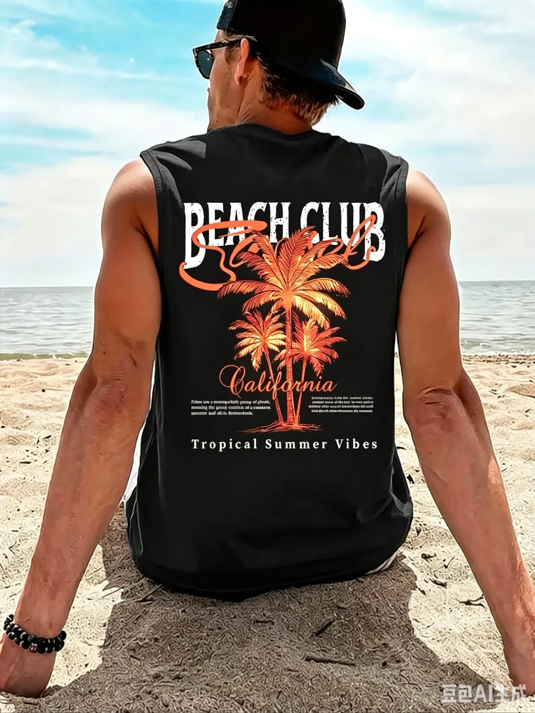 Summer Beach Coconut Tree Print Sleeveless T-Shirt Top Fashion Vacation Beach Quick Drying Casual Sport Oversized Men's Tank Top