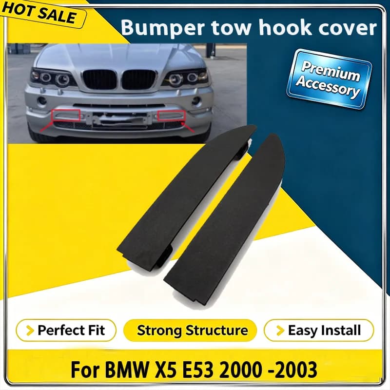 For BMW X5 E53 2000 2003 Front Bumper Tow Hook Cover Cap Compatible PN 51118250413 51118250414