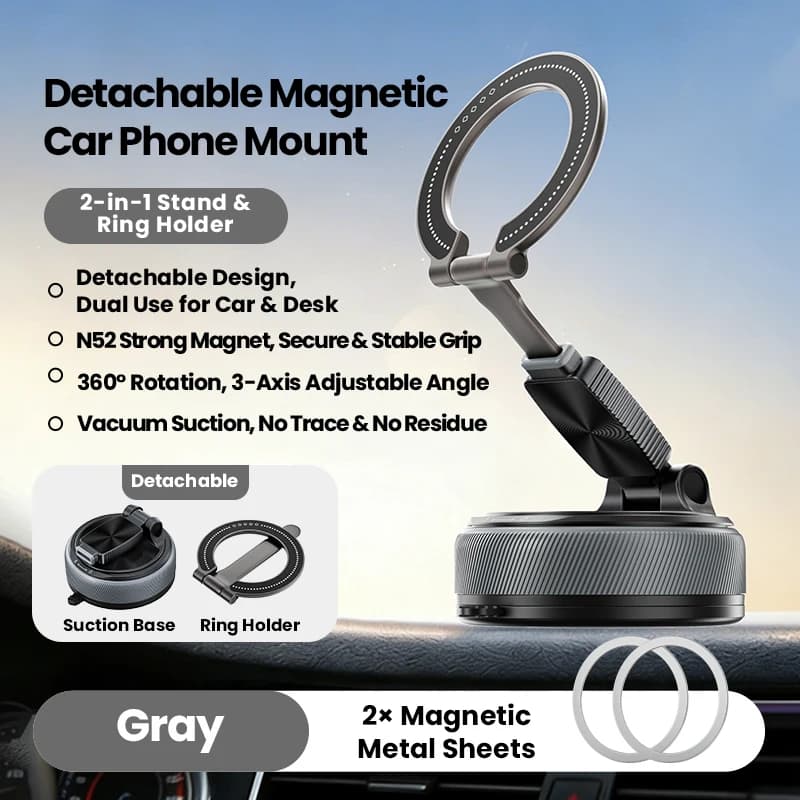 2026 Innovative Split-type 2-in-1 Suction Cup Car Phone Holder, Multifunctional Magnetic Rotating Phone Mount