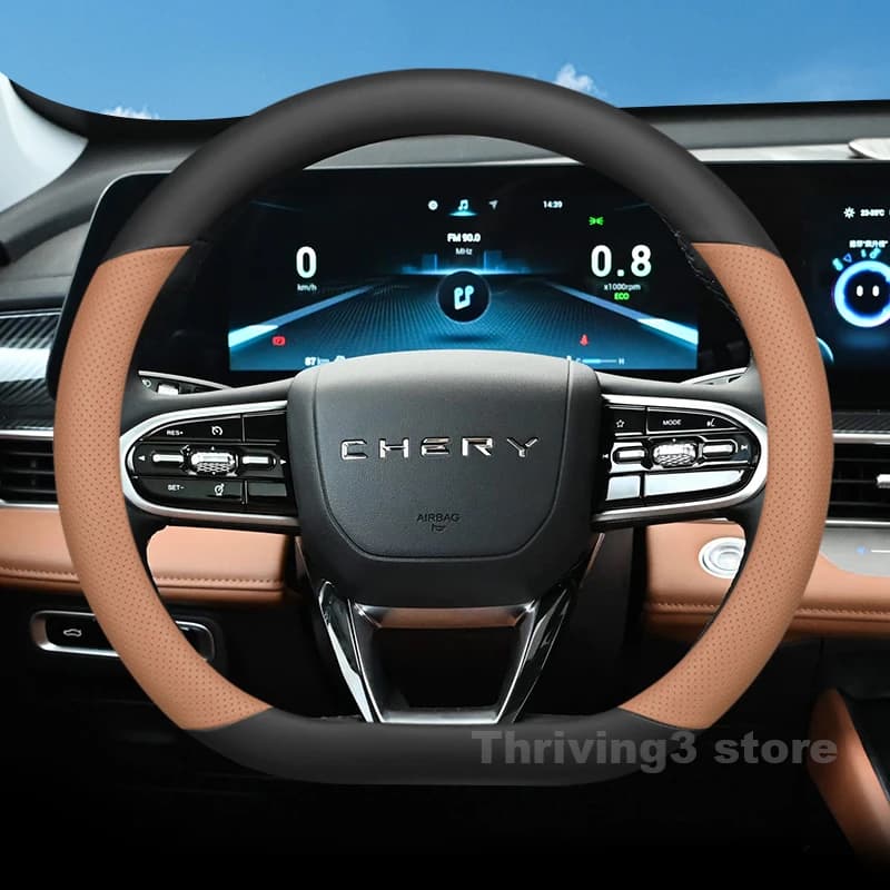Leather Car Steering Wheel Cover For jaecoo j7 phev Chery Tiggo 2 3 6 7 8 Pro omoda 7 5 E5 arrizo 5 8 2022-2026 Auto Accessories