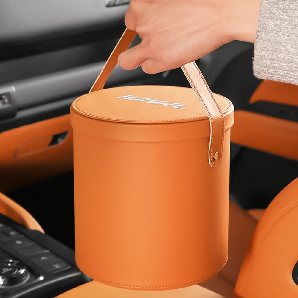 For 2024 GWM HAVAL H9 Car Storage Trash Can Original Car Color Dual Purpose Storage Box Modified Leather Goods