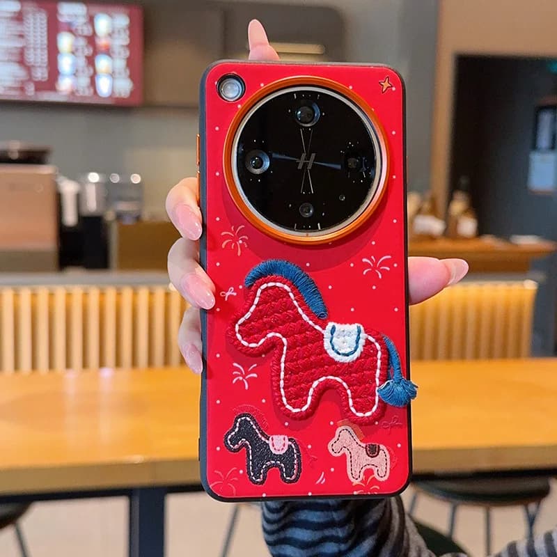 Festive Simple Red Phone Case for Oppo Find X9 X8 Pro/X8 Ultra/X8s+ wih Back Embroidered Pony
