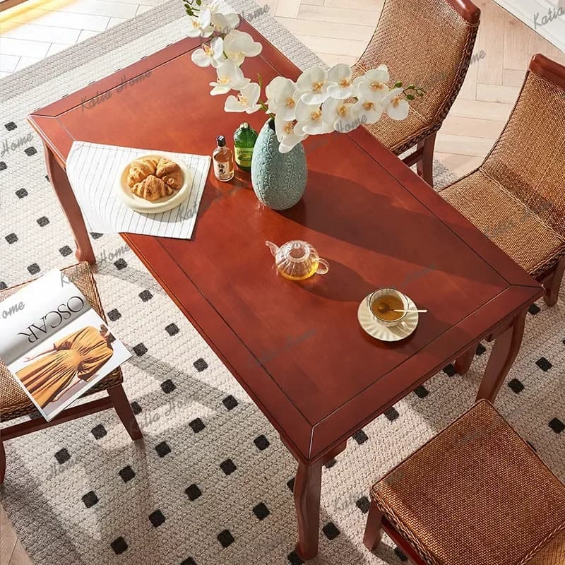ld Neo-Classical Solid Wood Dining Tables Nordic Mahogany Restaurant Kitchen Dining Table Chair Set Homestay Home Furniture