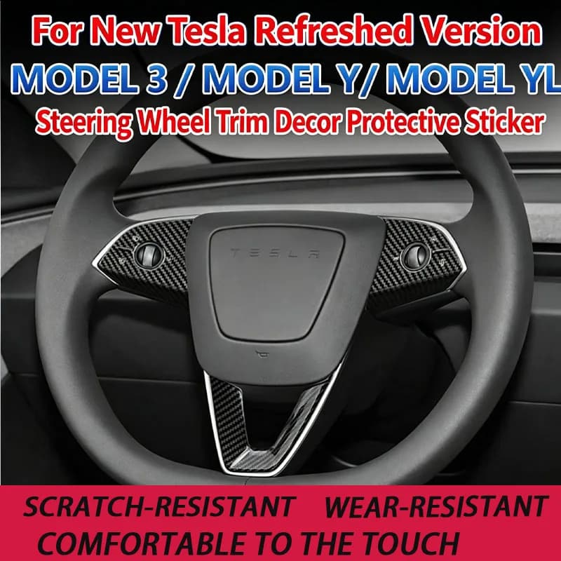 Suitable for Tesla's new modely/3 steering wheel button protector, interior parts decorative stickers, modification supplies