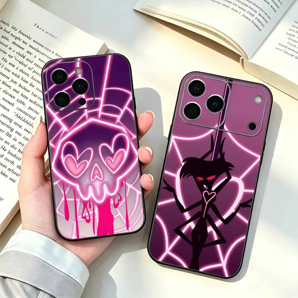 HazbinS AngelS Dust Phone Case For iPhone 17,16,15,14,13,12,11 Plus,Pro Max,XS,Soft Silicone Black Cover