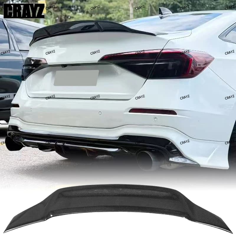 For Honda 11th Civic 2022 2023 2024  Real Carbon Fiber Rear Trunk Lid R Style Spoiler Car Accessories