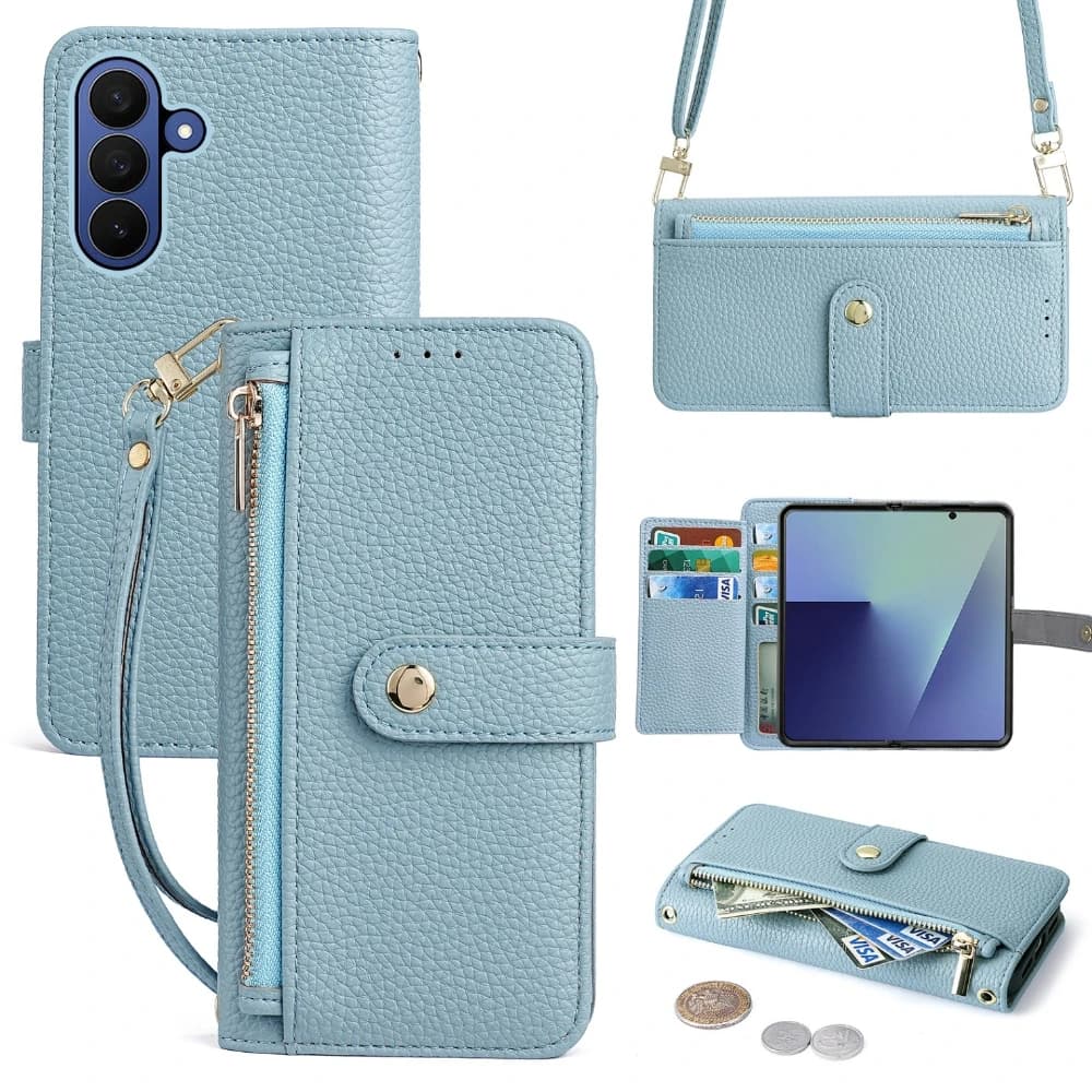 For Samsung Galaxy Z Fold 8 Ultra Z Fold 7 Litchi Texture Wallet Flip Leather Case Zipper Card Shockproof Protective Phone Cover