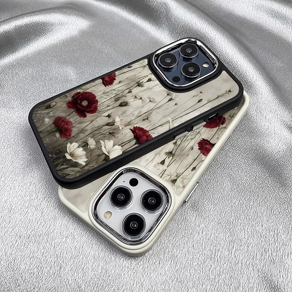 Retro flower pattern case, suitable for iPhone16Pro Max/ iPhone16Pro/ iPhone16/ iPhone16 Plus to iPhone11 12 13 14 15 series
