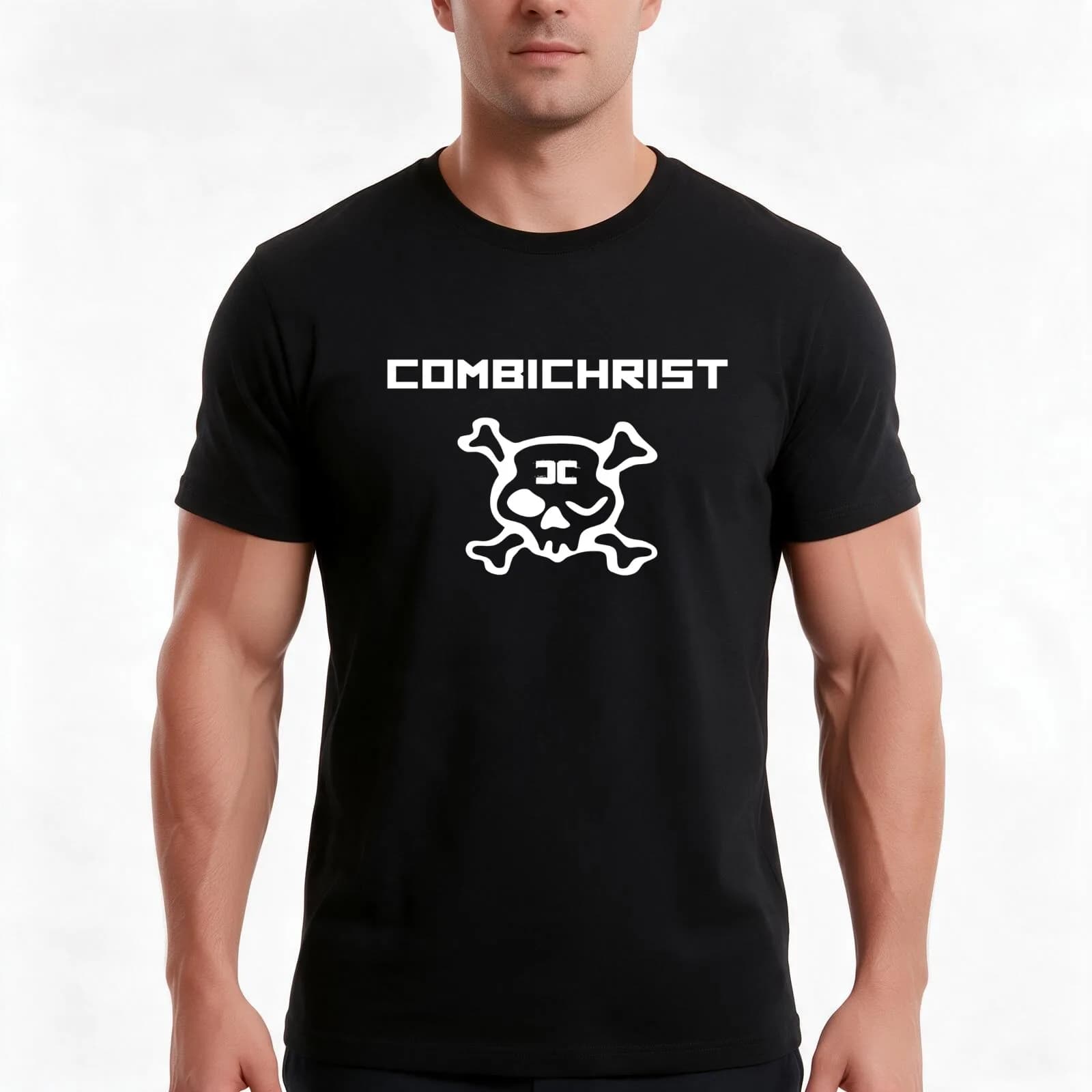 COMBICHRIST Logo T-Shirt, Summer Casual Cotton Tee, Oversized Streetwear Tops, Vintage Graphic Print, Loose Fit Short Sleeve