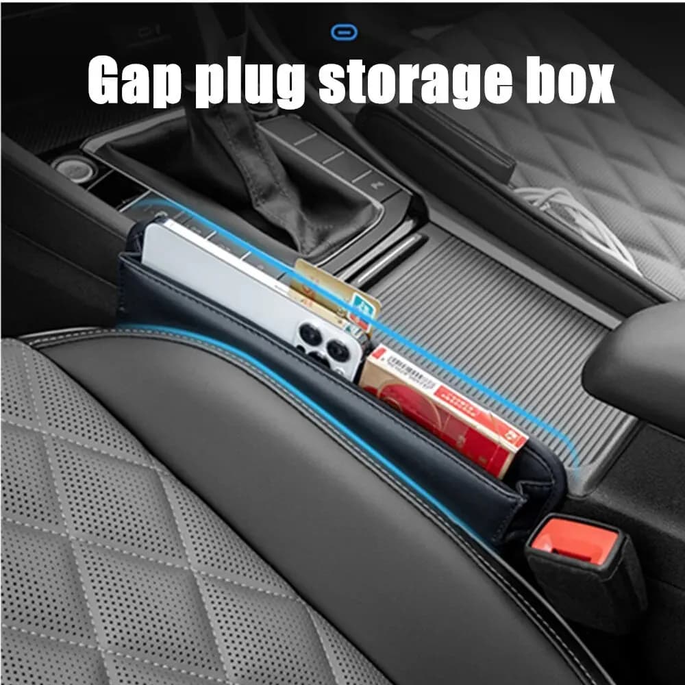 Universal Car Seat Gap Organizer PU Leather Auto Console Side Pocket Crevice Storage Box Interior Accessory Black