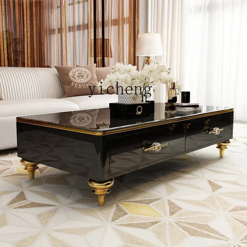 Marble Coffee Table Modern Simple Small Apartment Living Room Advanced Storage Paint Coffee Table TV Cabinet Combination-X31