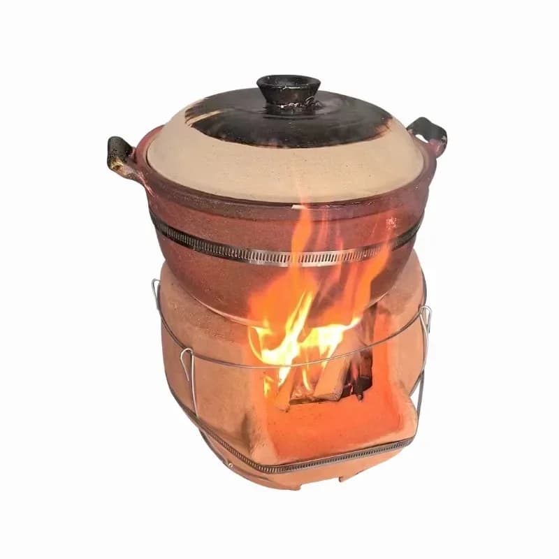 Handmade mud wood small soil stove agritainment soil small yard stove household soil casserole chicken soup