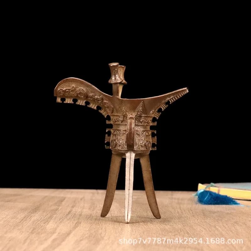 Brass alloy craftwork three-legged cup home living room decorative ornament