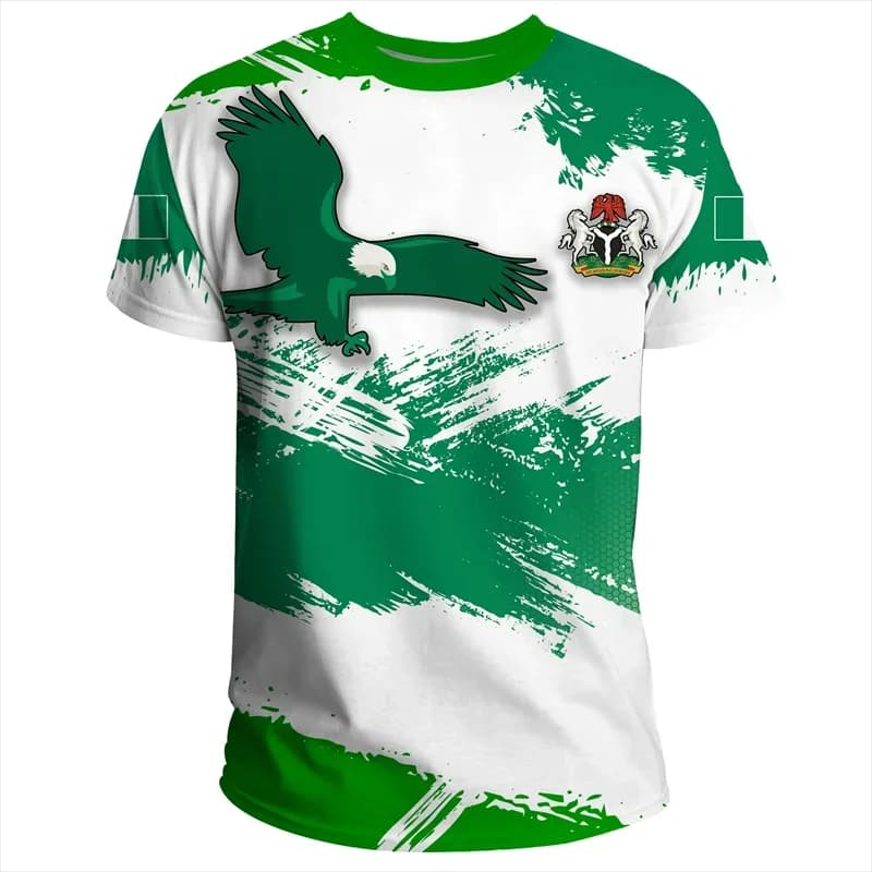 Nigeria Coat Of Arms T-shirt For Men Summer 3D Printed Oversized T Shirt Casual Tops Street Sports Short Sleeved Round Neck Tees