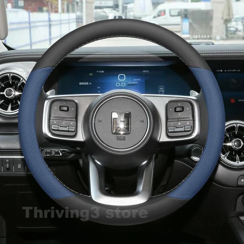 Leather Car Steering Wheel Cover For TANK 300 HEV 2.0t Hi4-z Hi4-t 2021-2026 Non-slip Auto Steering Wheel TANK 300 Accessories