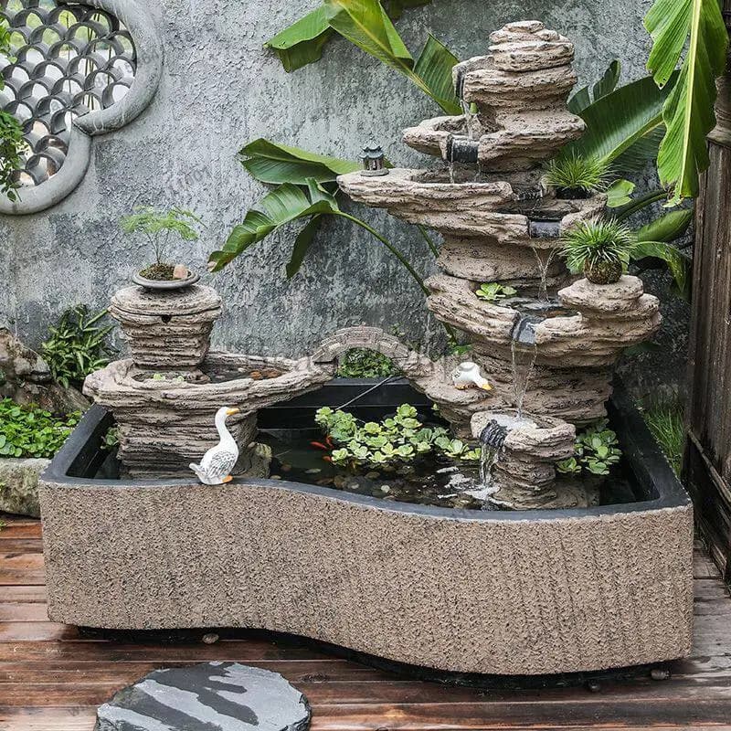 High mountains and flowing water fountain fish pond landscape fish tank villa garden courtyard rockery landscaping decoration