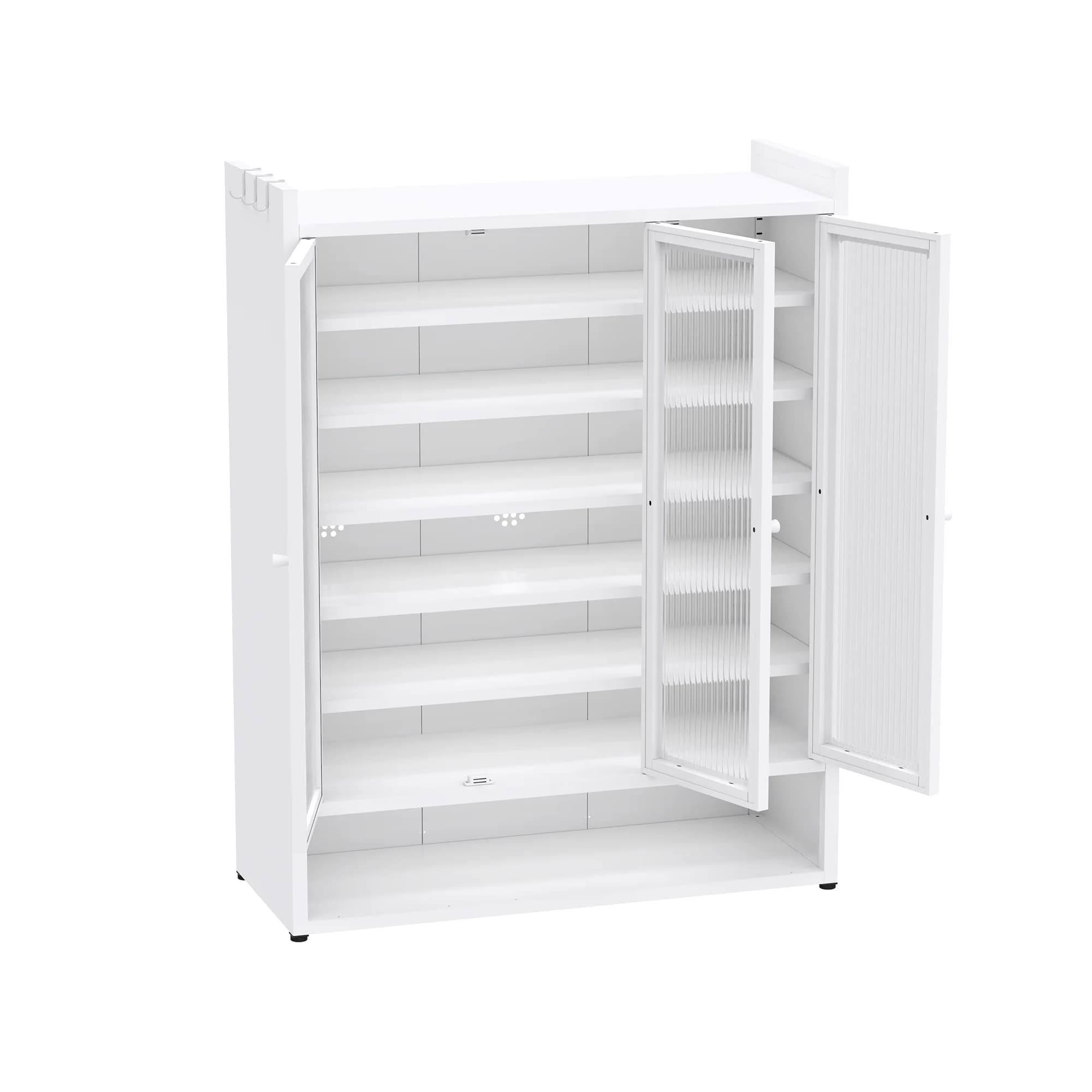 Steel Cabinet for Living Room Shoes Closet Storage Space Saving Shoe Cabinet 50 Pairs Shoe Storage Cabinet with 3 Glass Doorspro