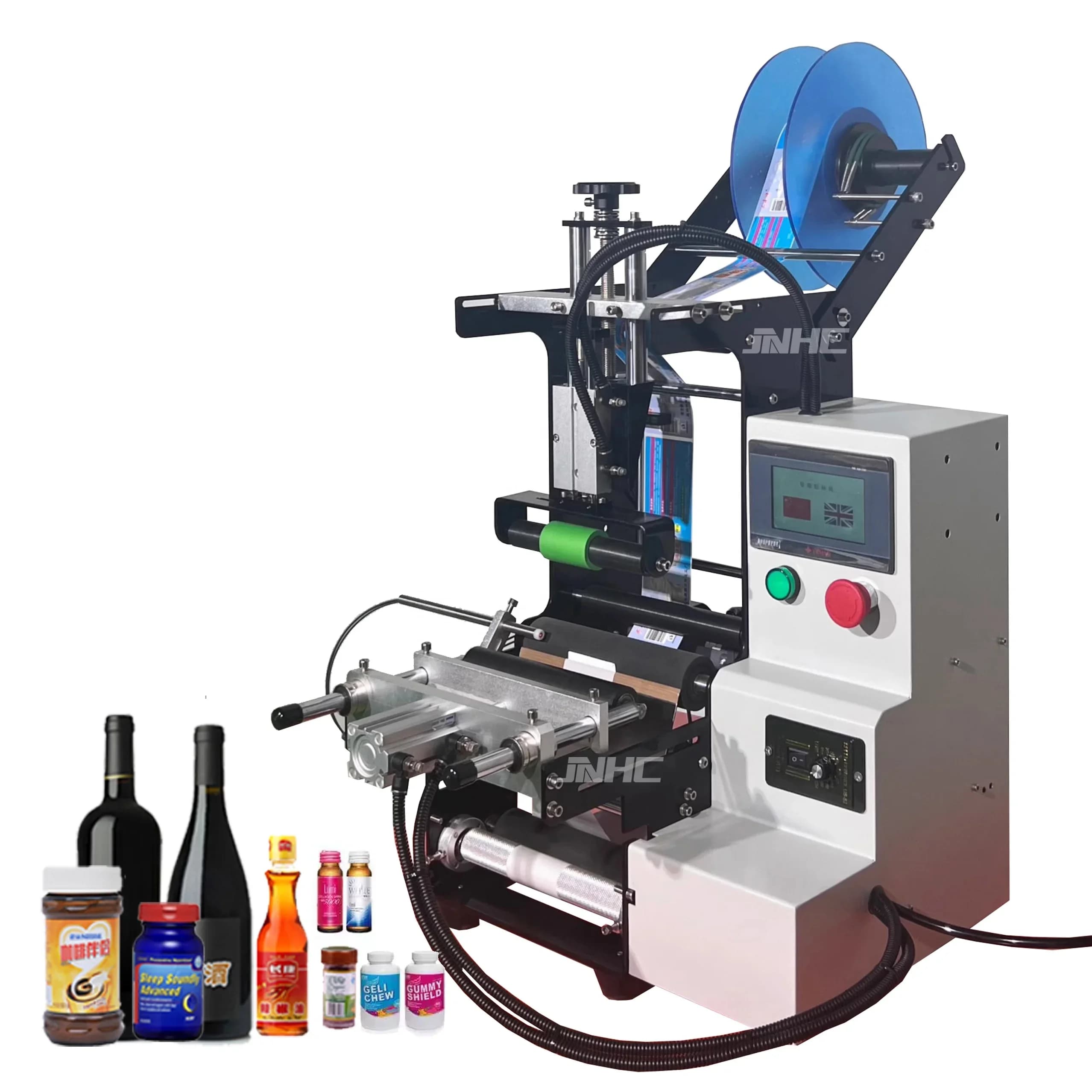 Semi-automatic Round Bottle Labeling Machine for Red Wine Bottles Can Round PE Plastic Bottles Self-Adhesive Labeling