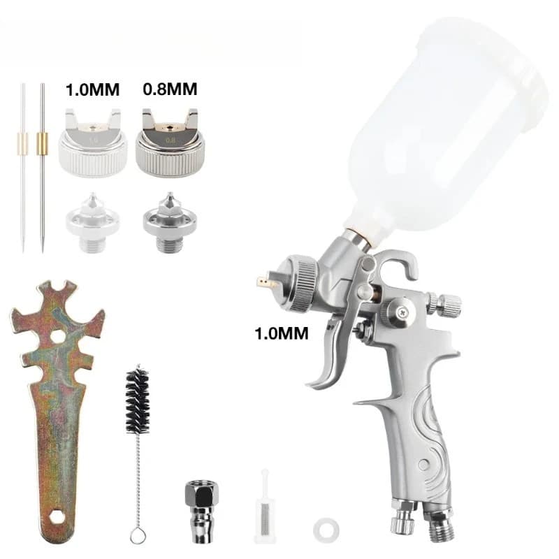 Mini RP Spray Gun 0.8/1.0MM Nozzle High Atomization 250ML Gravity Airbrush Uniform Coating Car Painting for High-viscosity Paint