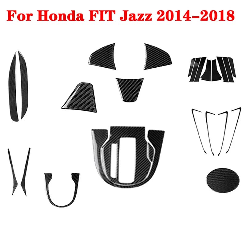 For Honda FIT Jazz 2014-2018 Carbon Fiber Black Strips Stickers Cover Trim Car Interior Decorative Mouldings Accessories