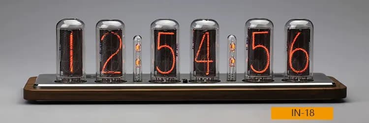 IN18 Solid Wood Tube Clock Base with Automatic Network Time Sync Brightness Adjustment for Home Decor