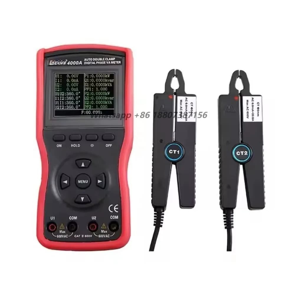 4000A Digital Phase Volt-Ampere Meter Intelligent Double Clamp Resistance Meter