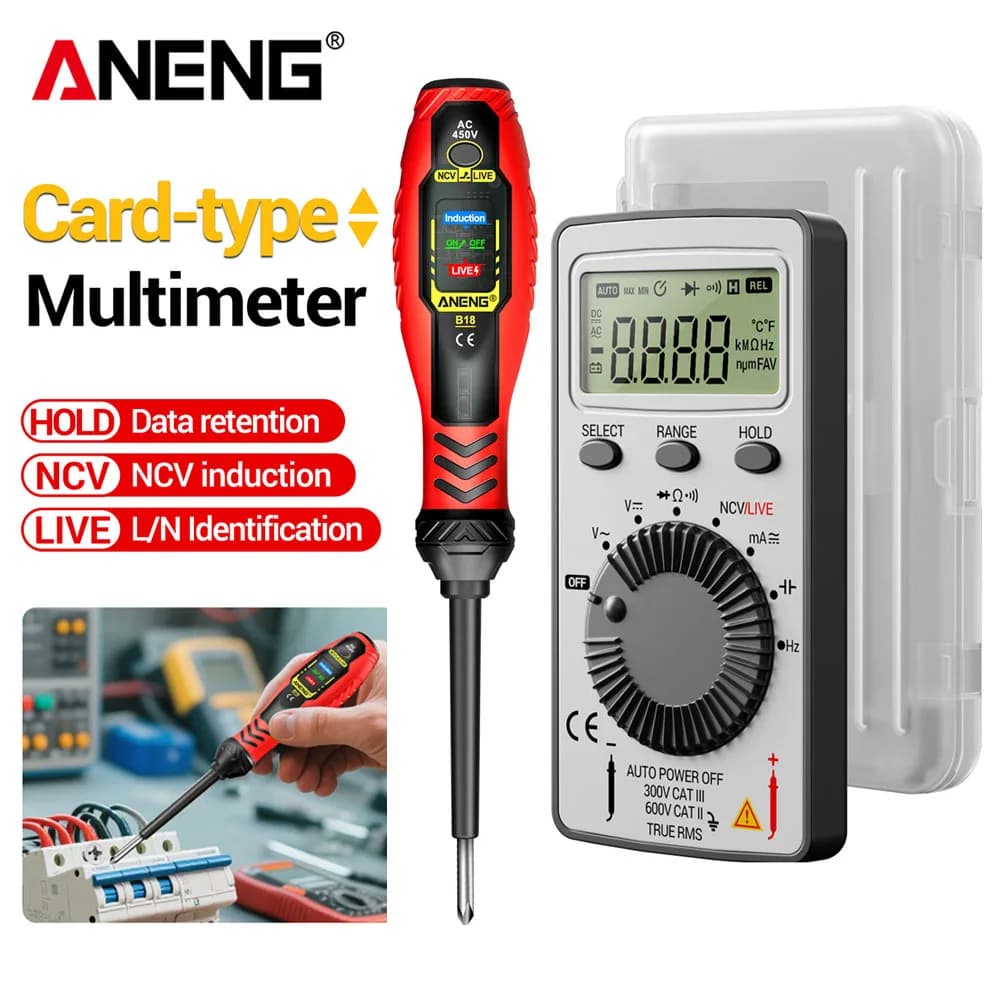 Portable Electrician Tool Set AN101+B18 Digital Multimeter Professional Tester Automotive AC DC Voltage Current Voltage Pen Kit