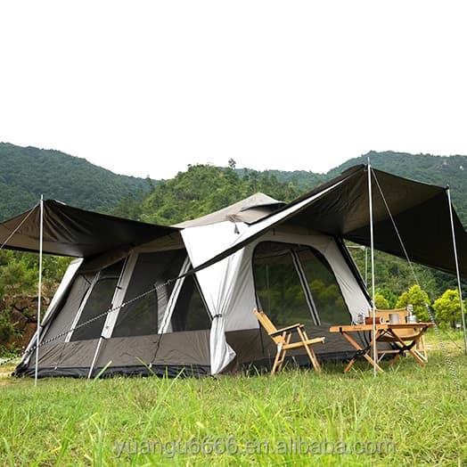 8-10 Persons Large Size Waterproof Two Bedrooms Camping Tents Customized Glamping Family Beach Outdoor Automatic Tent