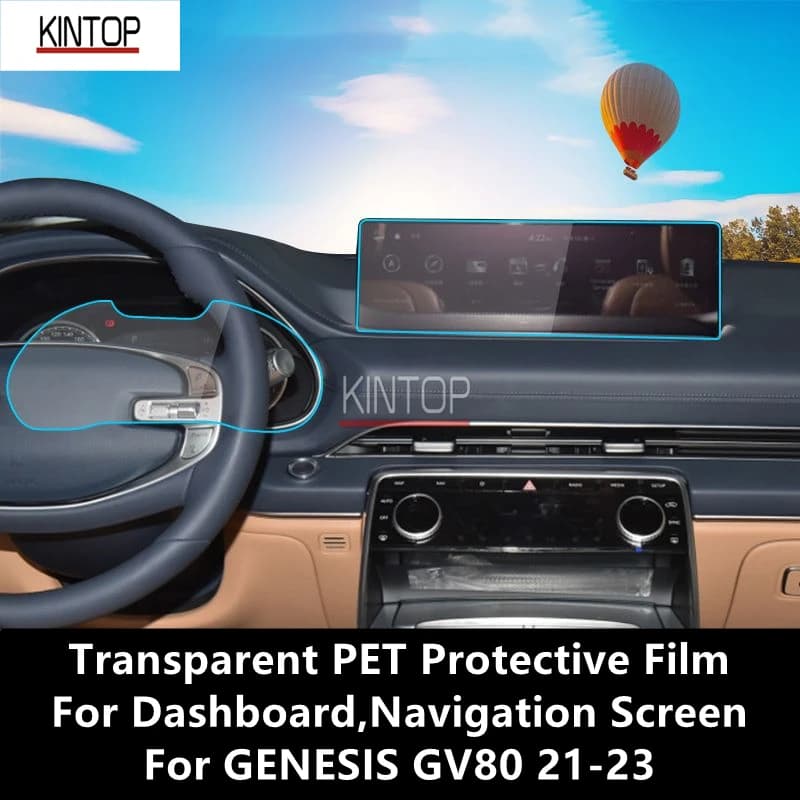 For GENESIS GV80 21-23 Dashboard,Navigation Screen Transparent PET Protective Film Anti-scratch Accessories Refit