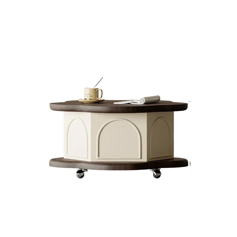 LMM French movable lifting special-shaped coffee table retro black walnut small apartment creative coffee table